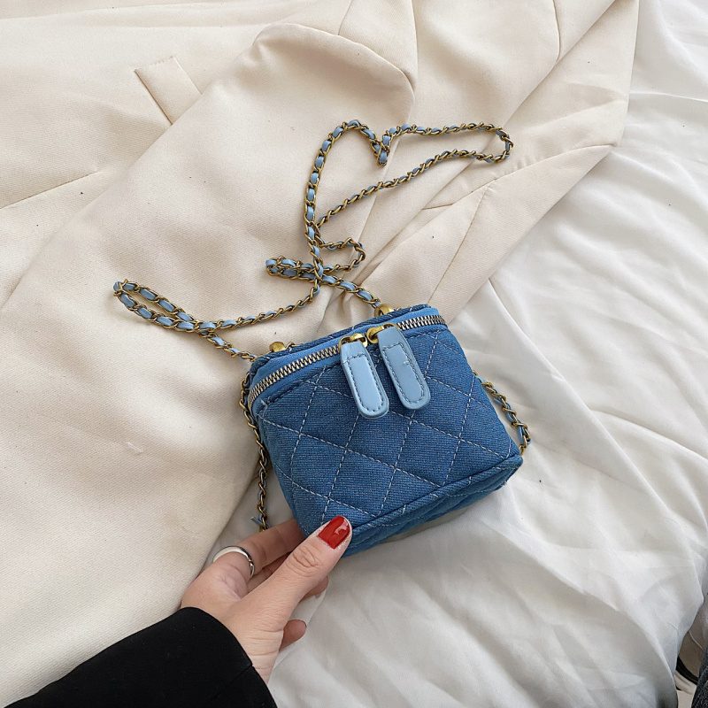 Collin Kviltet Mini Crossbody Håndtaske Til Kvinder - Blå