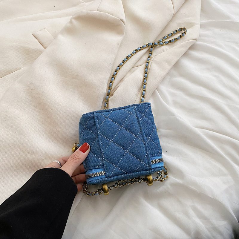 Collin Kviltet Mini Crossbody Håndtaske Til Kvinder - Blå