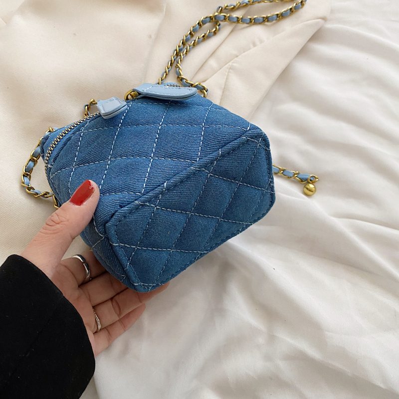 Collin Kviltet Mini Crossbody Håndtaske Til Kvinder - Blå