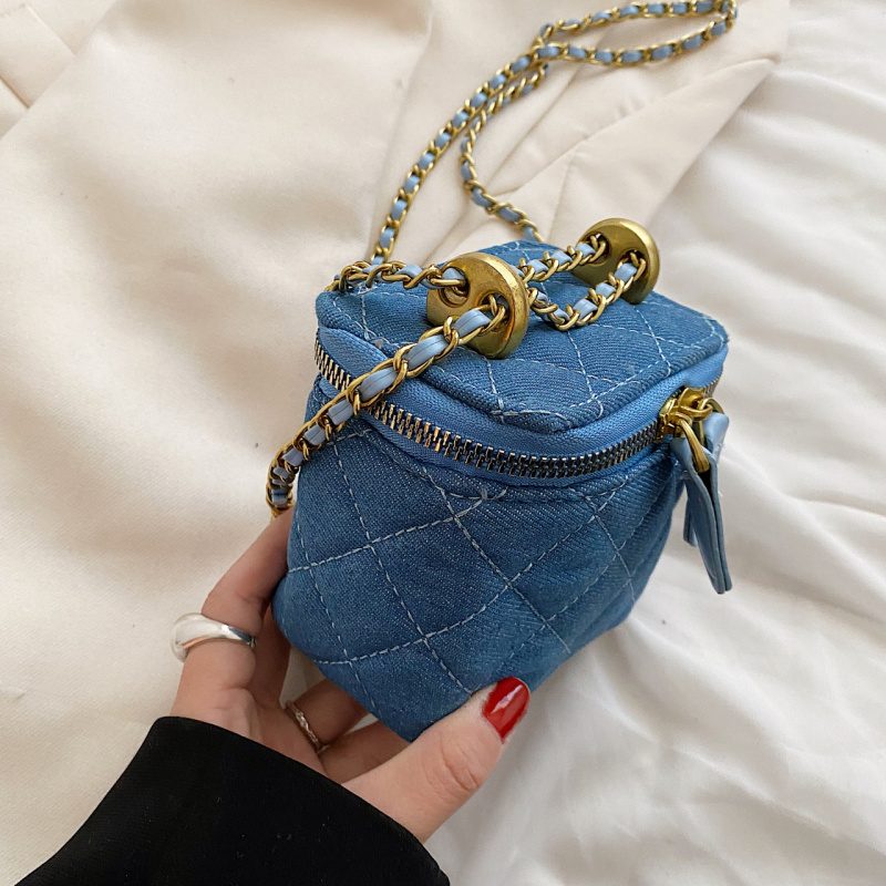 Collin Kviltet Mini Crossbody Håndtaske Til Kvinder - Blå