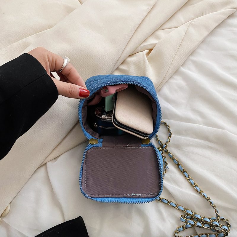 Collin Kviltet Mini Crossbody Håndtaske Til Kvinder - Blå