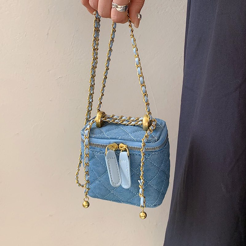 Collin Kviltet Mini Crossbody Håndtaske Til Kvinder - Blå