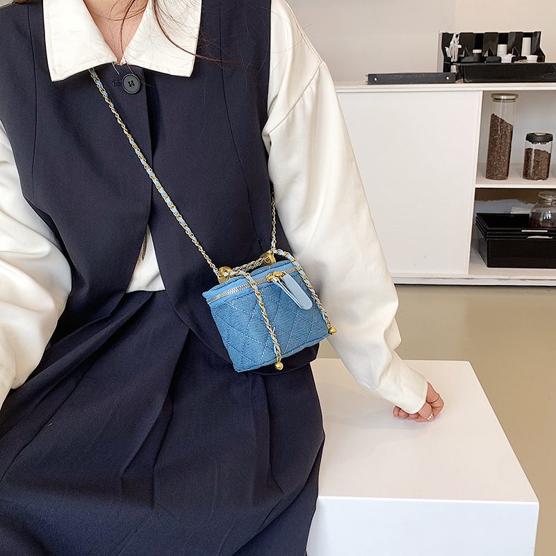 Collin Kviltet Mini Crossbody Håndtaske Til Kvinder - Blå