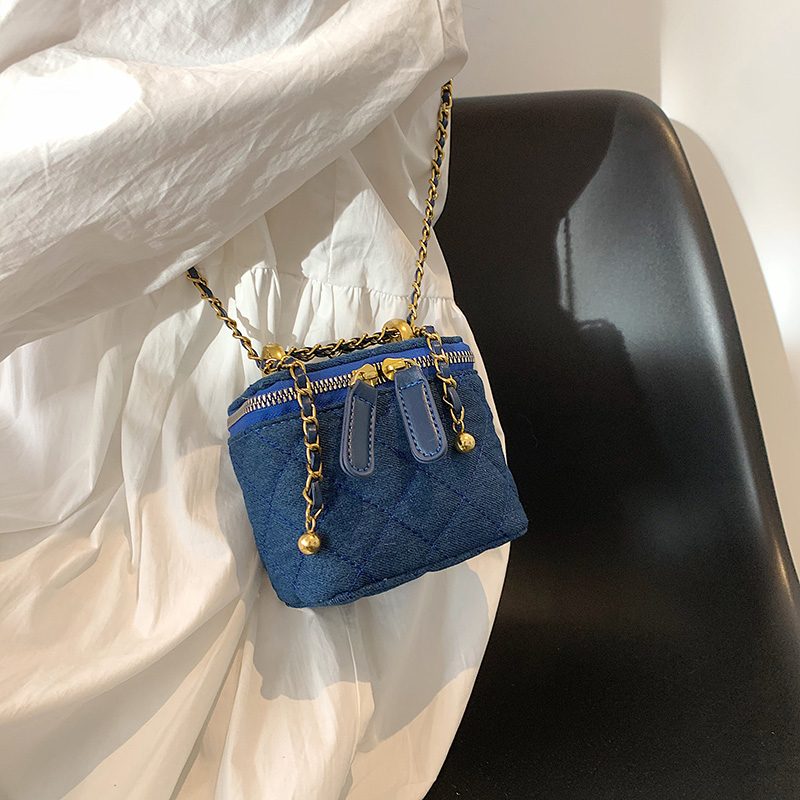 Collin Kviltet Mini Crossbody Håndtaske Til Kvinder - Blå