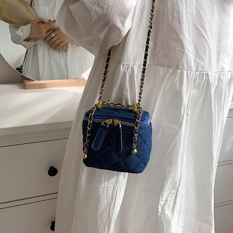 Collin Kviltet Mini Crossbody Håndtaske Til Kvinder - Blå