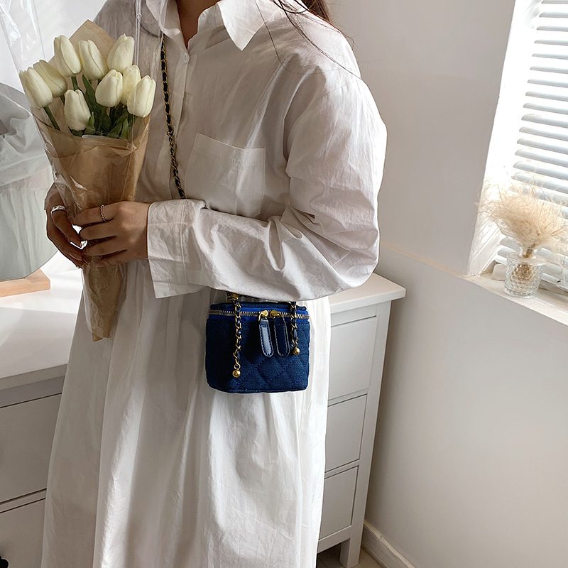 Collin Kviltet Mini Crossbody Håndtaske Til Kvinder - Blå