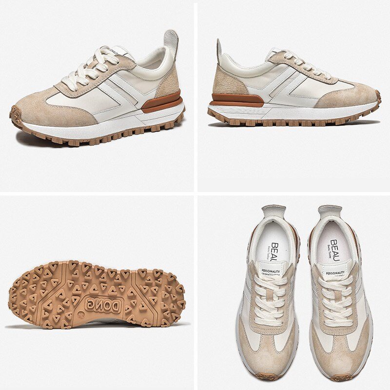 Colombo Sneaker I Ruskind Til Kvinder - Abrikos