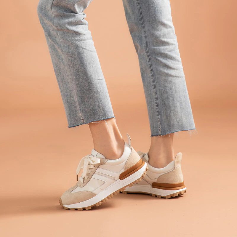 Colombo Sneaker I Ruskind Til Kvinder - Abrikos