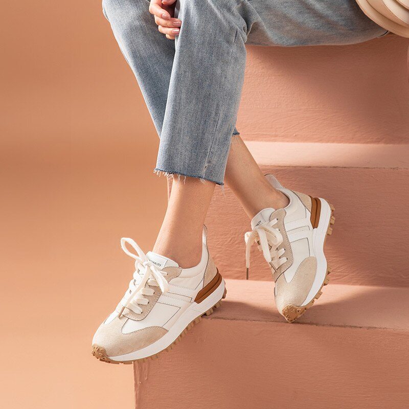 Colombo Sneaker I Ruskind Til Kvinder - Abrikos
