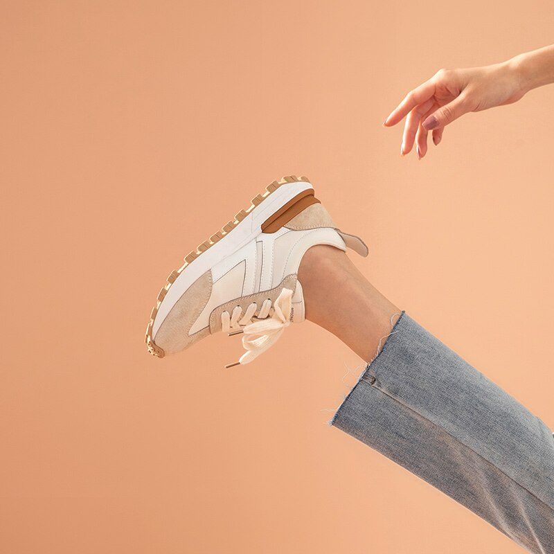 Colombo Sneaker I Ruskind Til Kvinder - Abrikos