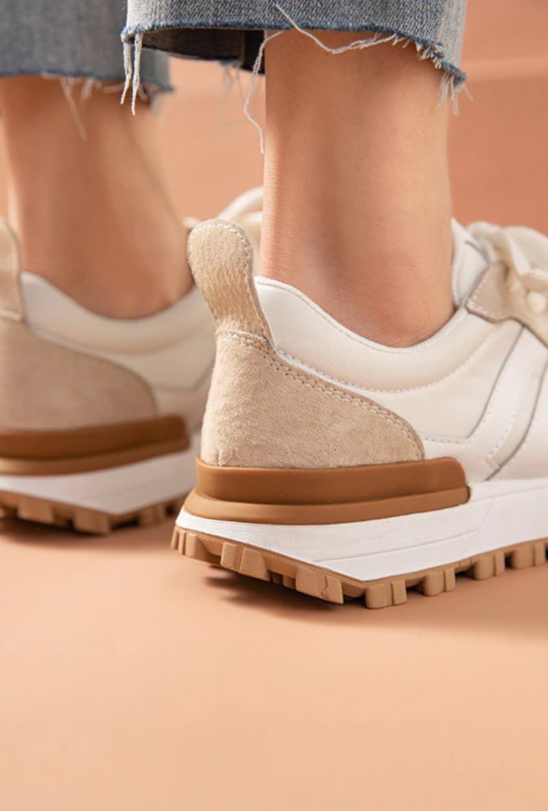 Colombo Sneaker I Ruskind Til Kvinder - Abrikos