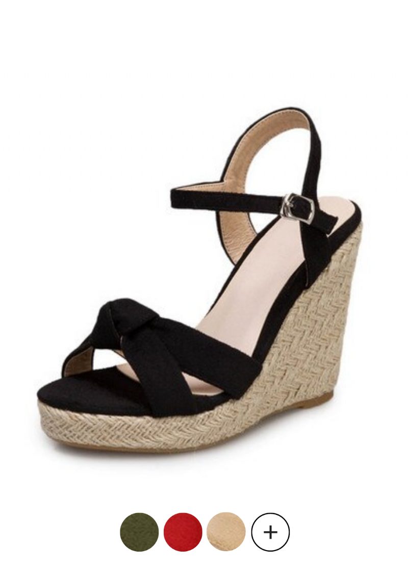 Creta Elegant Wedge Black Sandal Til Kvinder