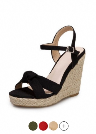 Creta Elegant Wedge Black Sandal Til Kvinder