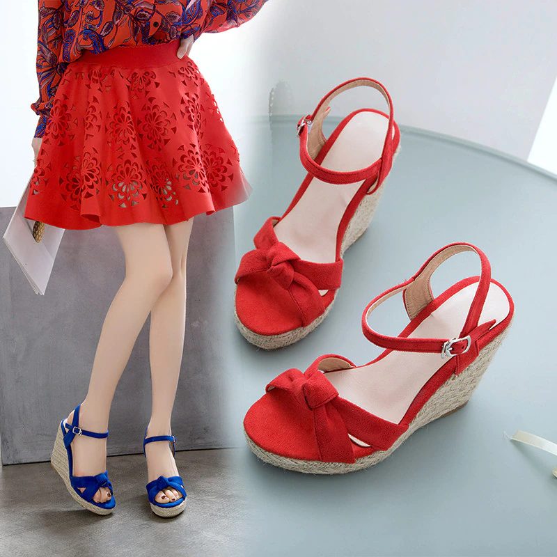 Creta Elegant Wedge Black Sandal Til Kvinder - Sort