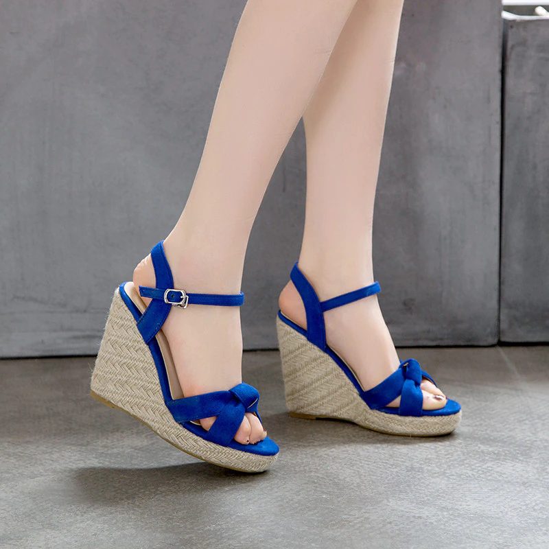 Creta Elegant Wedge Black Sandal Til Kvinder - Sort