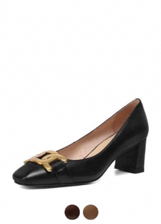 Cristy Dame Elegant Læder Pumps Sorte Sko
