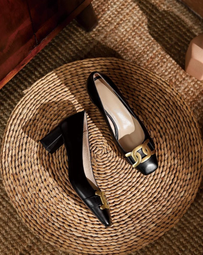 Cristy Dame Elegant Læder Pumps Sorte Sko - Sort