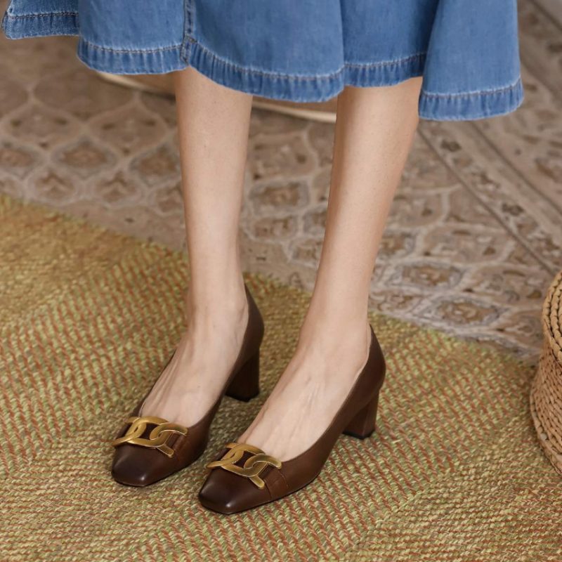 Cristy Dame Elegant Læder Pumps Sorte Sko - Sort