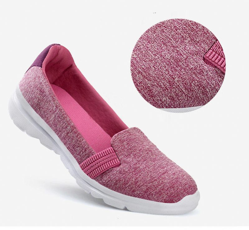 Daglige Kvinders Bløde Åndbare Mesh Casual Flat Loafers Sko - Pink