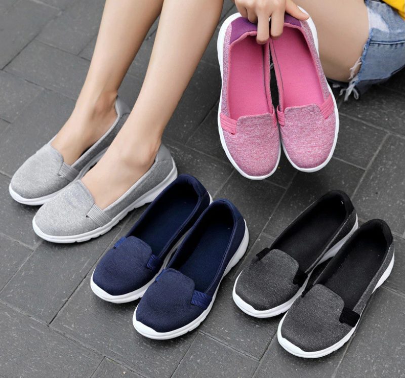 Daglige Kvinders Bløde Åndbare Mesh Casual Flat Loafers Sko - Pink