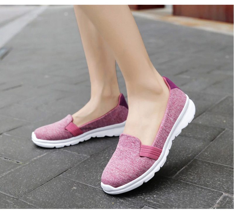 Daglige Kvinders Bløde Åndbare Mesh Casual Flat Loafers Sko - Pink