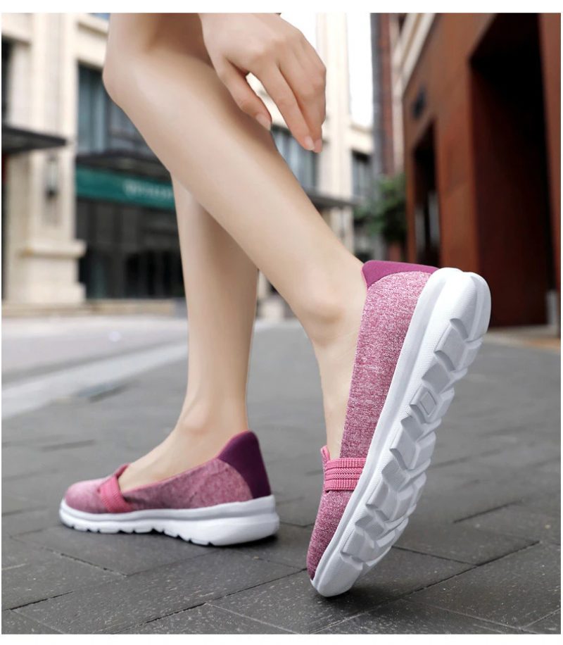 Daglige Kvinders Bløde Åndbare Mesh Casual Flat Loafers Sko - Pink