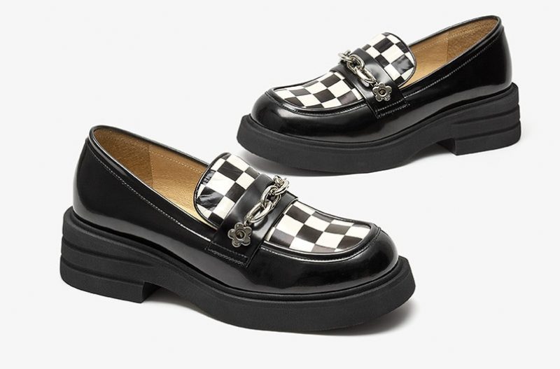 Dame Pinto Ægte Læder Platform Loafer Sko - Sort