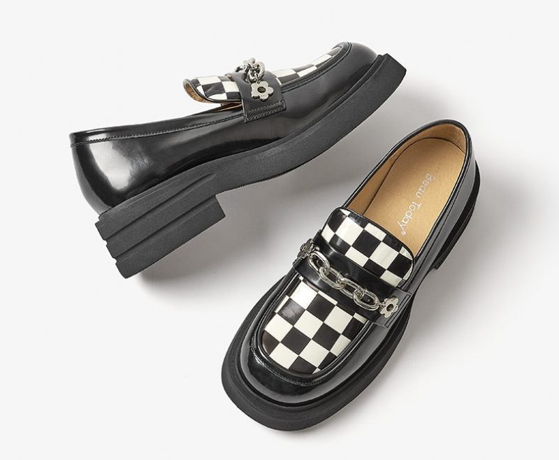 Dame Pinto Ægte Læder Platform Loafer Sko - Sort