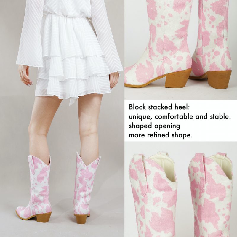 Darana Slip-on Mid Calf Western-støvler Til Kvinder - Pink
