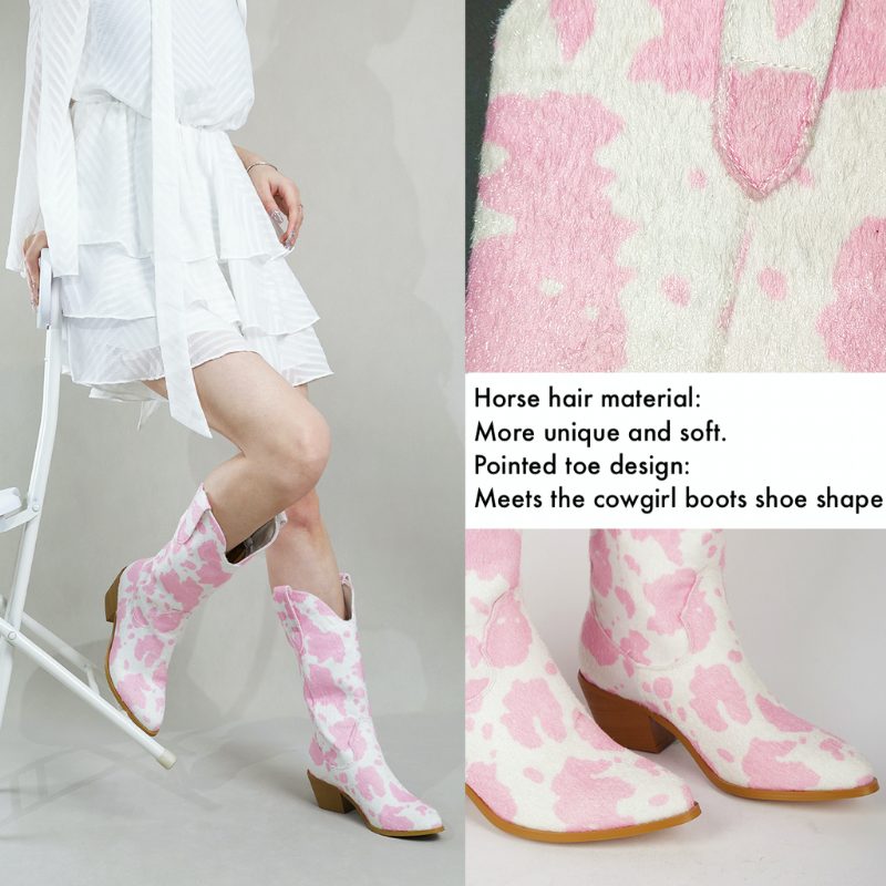 Darana Slip-on Mid Calf Western-støvler Til Kvinder - Pink