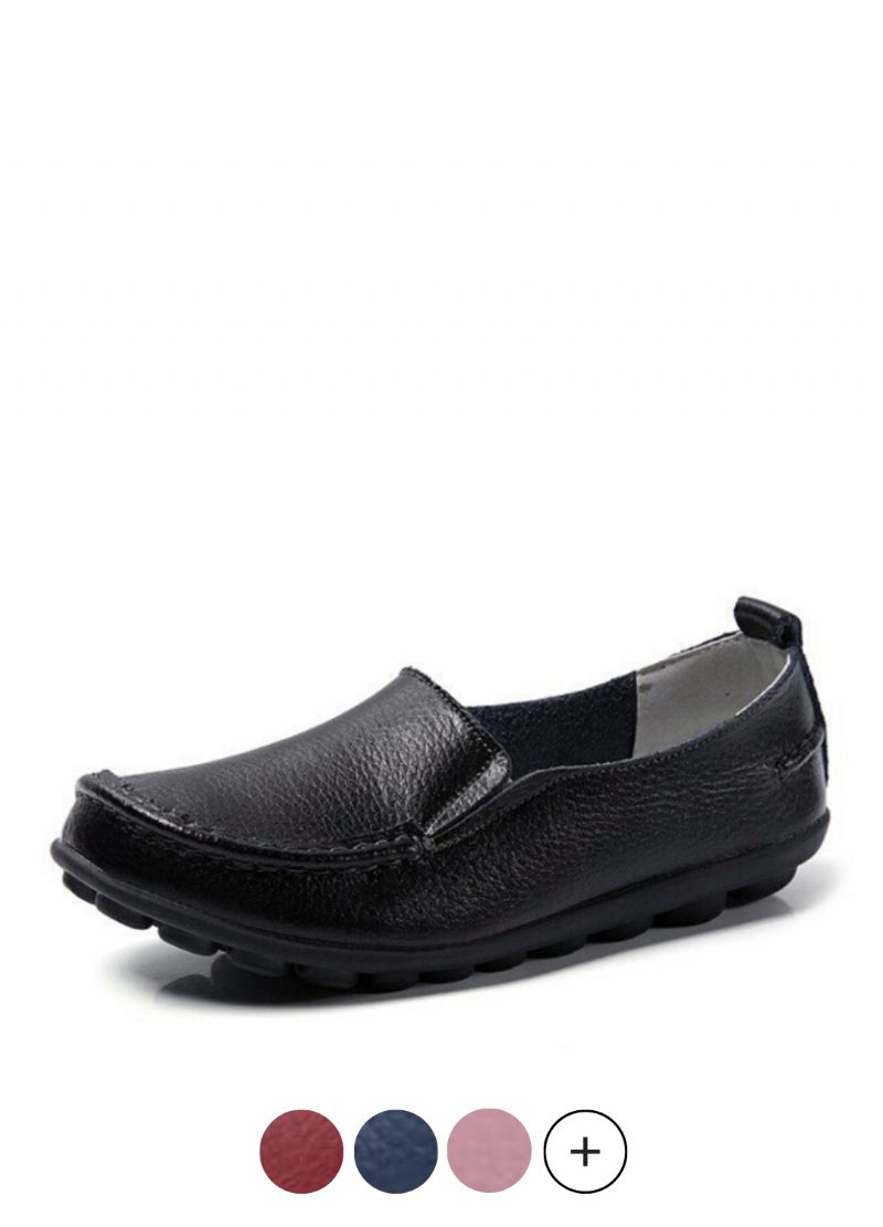 Debbie Dame Læder Loafers Sko Slip On
