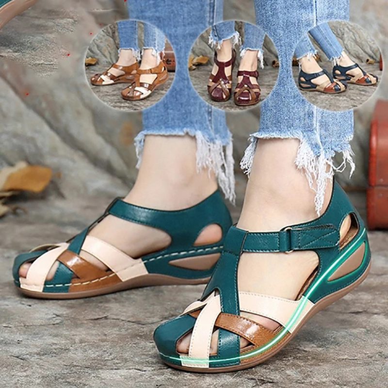 Delia Dame Close Toe Sandal - Grøn