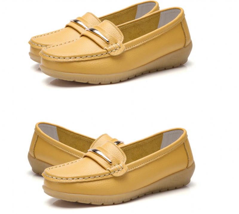 Edna Ægte Lædersko Til Kvinder Sort Flad Loafer Forår Efterår - Sort