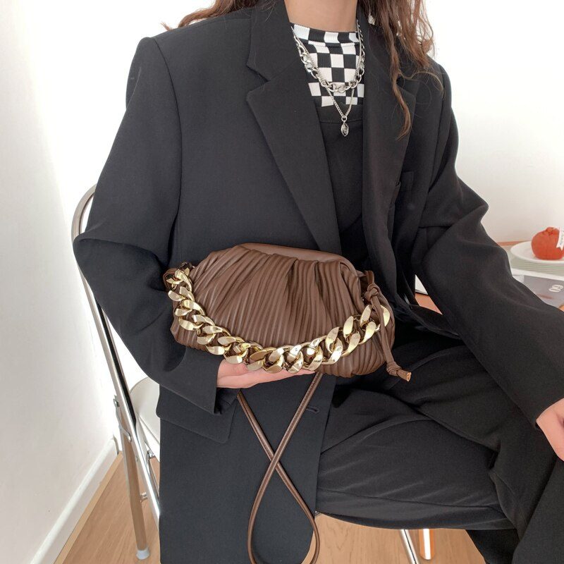 Eimy Crossbody-håndtaske Med Tyk Kæde Til Kvinder - Stor Grøn
