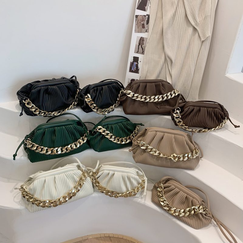 Eimy Crossbody-håndtaske Med Tyk Kæde Til Kvinder - Stor Grøn