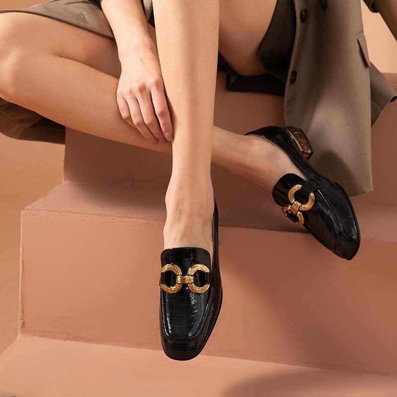 Eleanor Dame Laklæder Loafer Sko - Sort