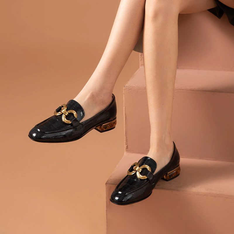 Eleanor Dame Laklæder Loafer Sko - Sort