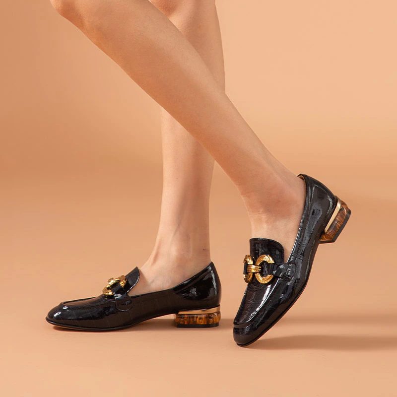 Eleanor Dame Laklæder Loafer Sko - Sort