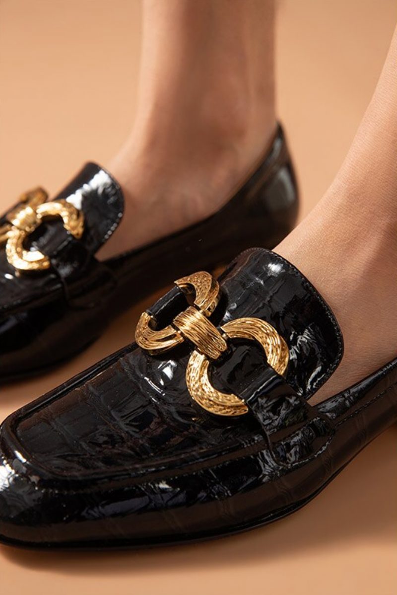 Eleanor Dame Laklæder Loafer Sko - Sort