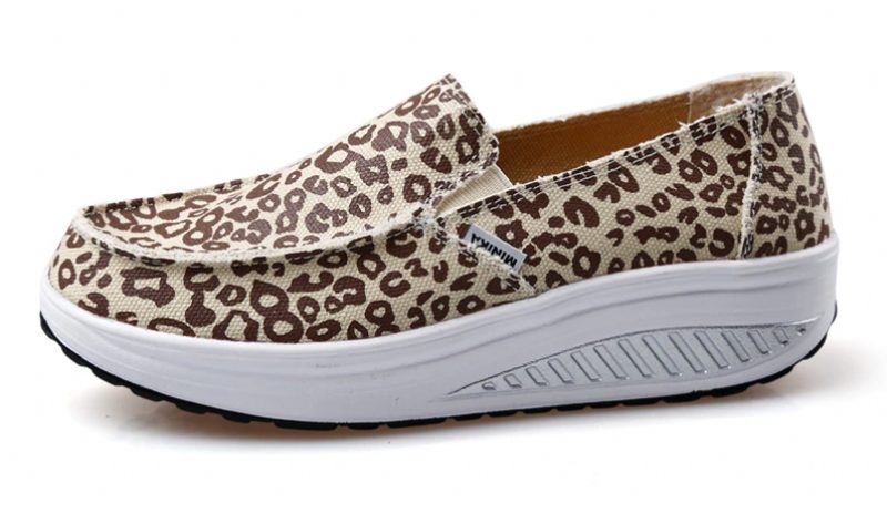 Elia Komfortable Platform Walking Sko Til Kvinder - Leopard