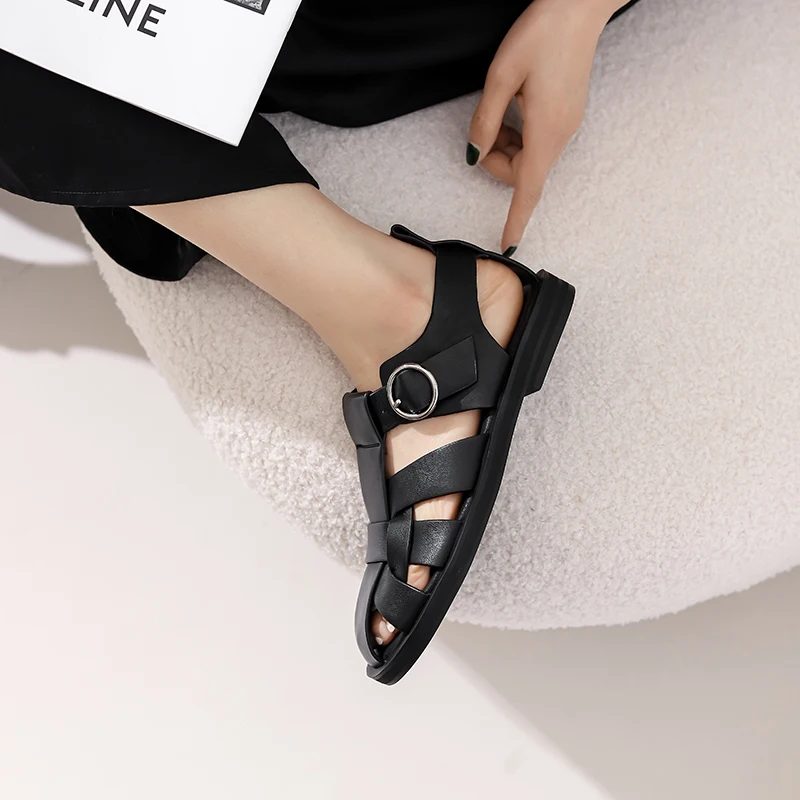 Elisa Flad Sandal Til Kvinder - Sort