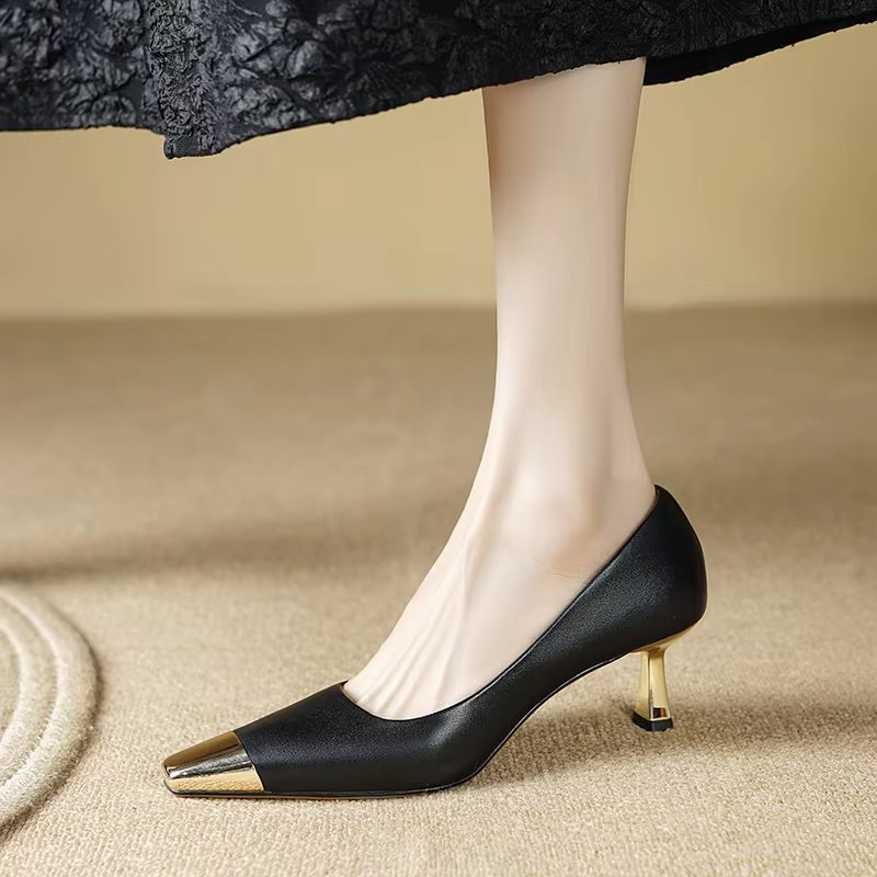 Eloisa Dame Metal Pointed Elegant Pumps - Sort