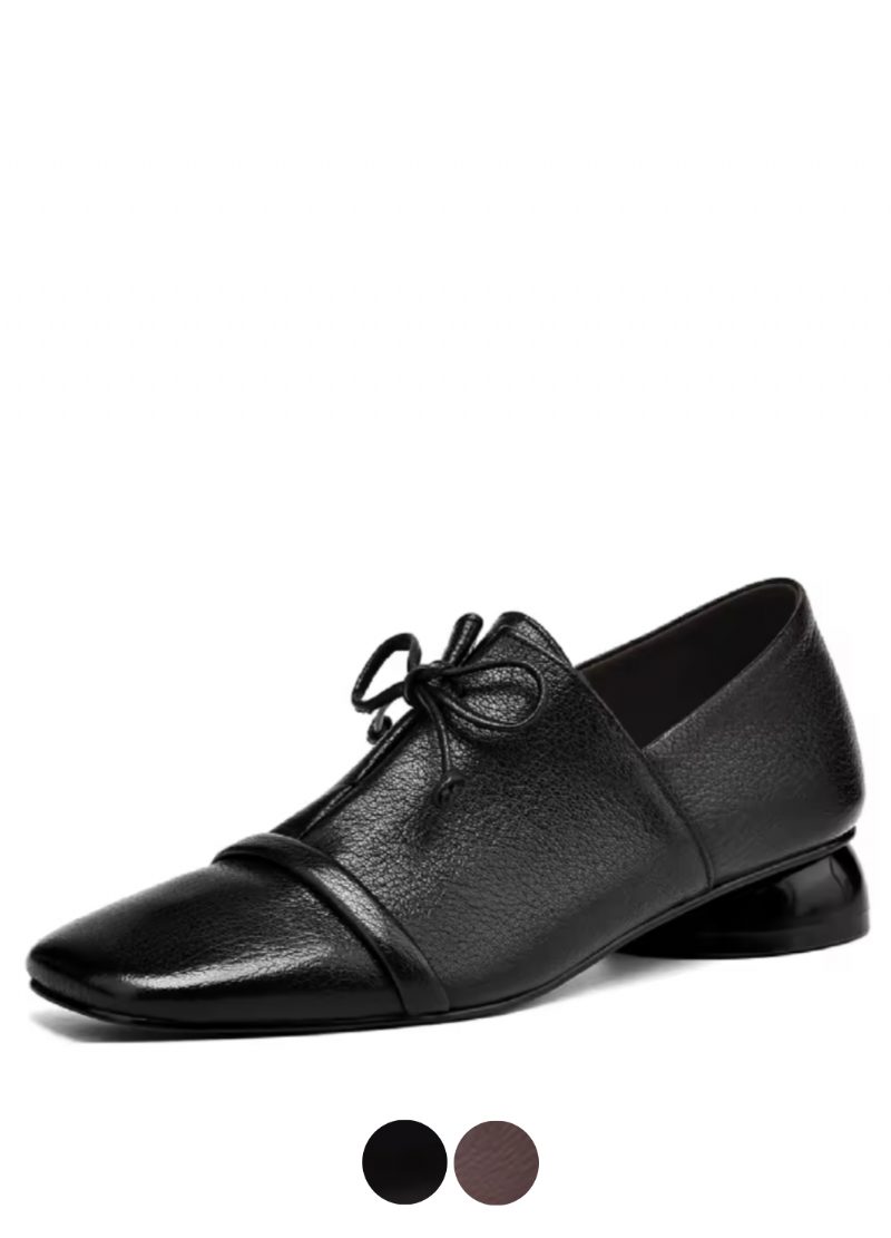 Elsi Kvinders Square Toe Loafers I Læder