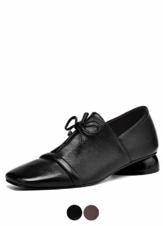 Elsi Kvinders Square Toe Loafers I Læder
