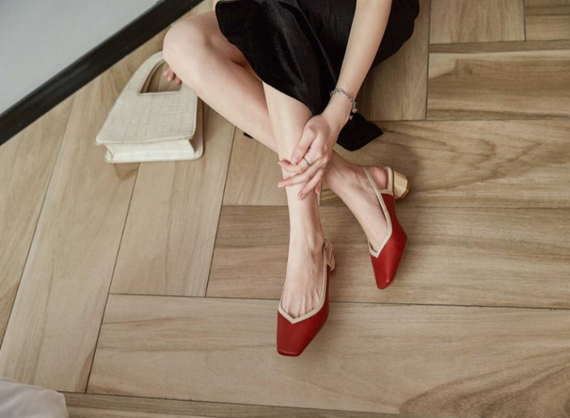Emilia Dame Læder Square Toe Sandal - Beige