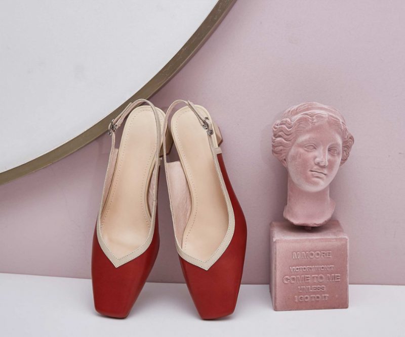 Emilia Dame Læder Square Toe Sandal - Beige