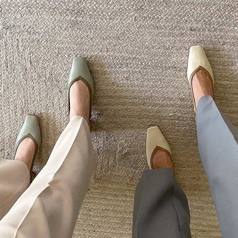 Emilia Dame Læder Square Toe Sandal - Beige