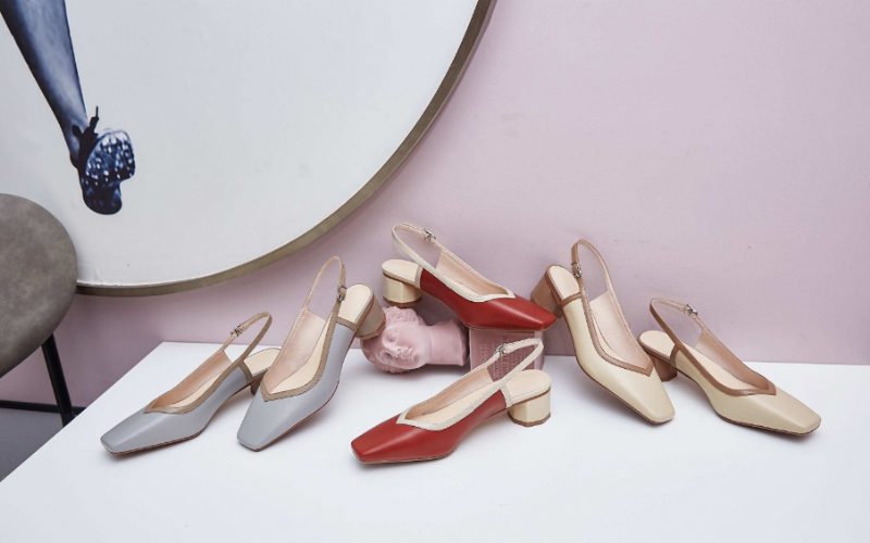 Emilia Dame Læder Square Toe Sandal - Beige
