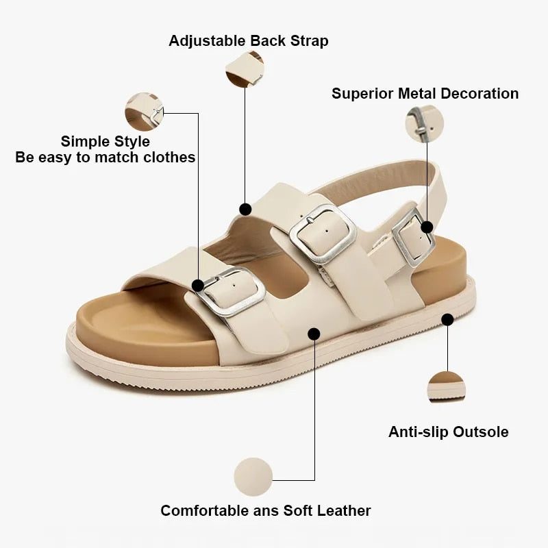 Erminia Flad Sandal Til Kvinder - Beige