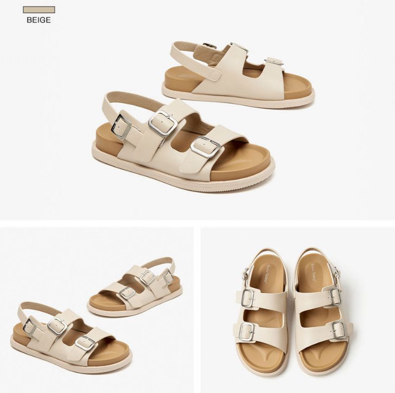 Erminia Flad Sandal Til Kvinder - Beige